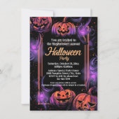Jack-O-Lantern Swirl Halloween Party Kaart (Voorkant)