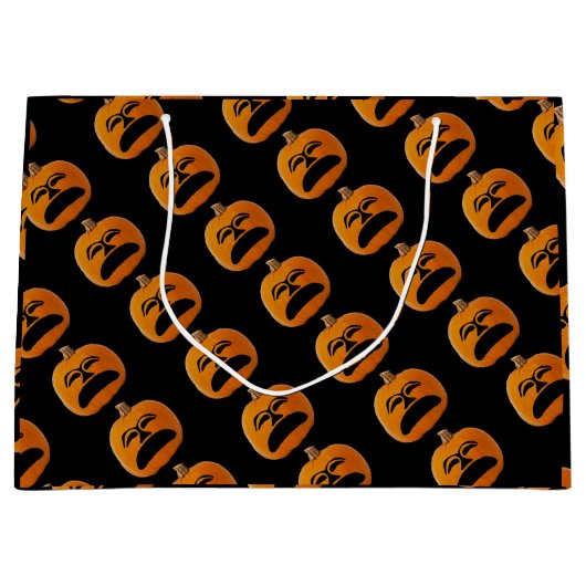 Jack o Lantern Unhappy Face Halloween Pumpkin, ZSG Groot Cadeauzakje (Voorkant)