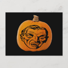 Jack o' Lantern Vampire Face, Halloween Pumpkin Briefkaart