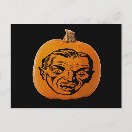 Jack o' Lantern Vampire Face, Halloween Pumpkin Briefkaart (Voorkant)