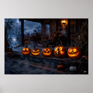 Jack-o'-Lantern Veranda Rij Poster