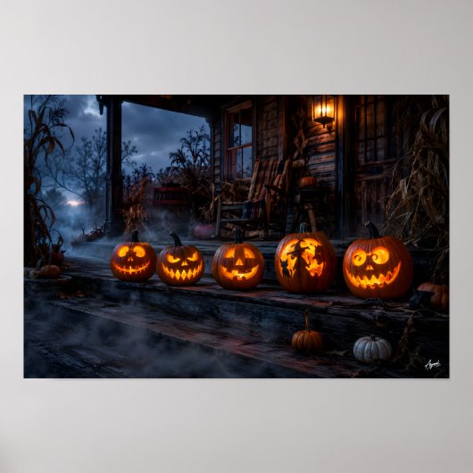 Jack-o'-Lantern Veranda Rij Poster (Voorkant)