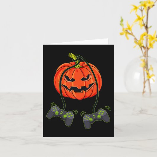 Jack O Lantern Video Gamer Controllers Halloween B Kaart (Gele Bloem)