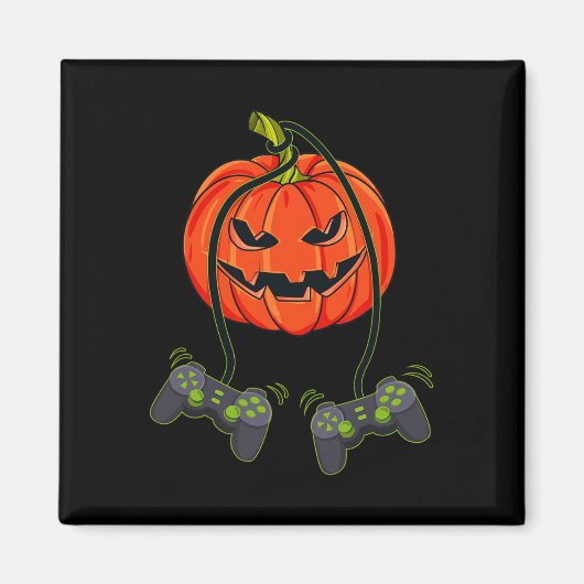 Jack O Lantern Video Gamer Controllers Halloween B Magneet (Voorkant)