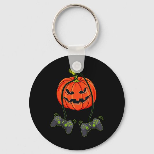 Jack O Lantern Video Gamer Controllers Halloween B Sleutelhanger (Voorkant)