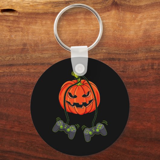 Jack O Lantern Video Gamer Controllers Halloween B Sleutelhanger (Achterkant)