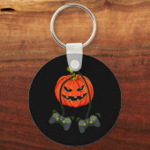Jack O Lantern Video Gamer Controllers Halloween B Sleutelhanger (Voorkant)
