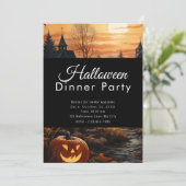 Jack-O' Lantern Volle Maan Halloween Diner Feest Kaart (Staand voorkant)