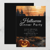 Jack-O' Lantern Volle Maan Halloween Diner Feest Kaart (Voorkant / Achterkant)