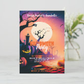 Jack-O' Lantern Volle Maan Halloween Party Kaart (Staand voorkant)