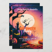 Jack-O' Lantern Volle Maan Halloween Party Kaart (Voorkant / Achterkant)