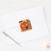 Jack O Lantern Witch Black Cat Bat  Vierkante Sticker (Envelop)