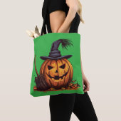 Jack O’ Lantern Witch – Classic Pumpkin Halloween Tote Bag (Dichtbij)
