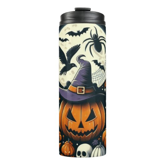 Jack-O'-Lantern Witch Halloween Thermal Tumbler Thermosbeker (Voorkant)