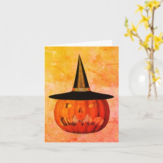 Jack O Lantern Witch Pet Halloween Note Kaart (Gele Bloem)