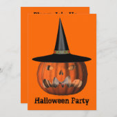 Jack O Lantern Witch Pet Halloween Uitnodiging (Voorkant / Achterkant)