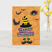 Jack O Lantern Witch Teken Halloween Kaart (Gele Bloem)
