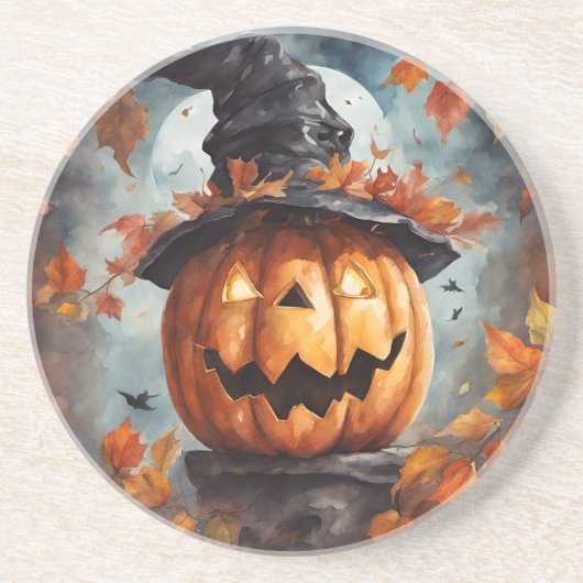 Jack O Lantern Zandsteen Onderzetter (Voorkant)