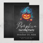 Jack-O' Lantern Zwart Pompoen Carving Party Kaart (Voorkant / Achterkant)
