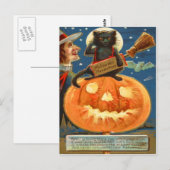 Jack O Lantern Zwarte Kat Heks Vleermuis Briefkaart (Voorkant / Achterkant)