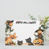 Jack o Lantern, zwarte katten en vogelverschrikker Briefpapier (Staand voorkant)
