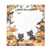 Jack o Lantern, zwarte katten en vogelverschrikker Notitieblok (Voorkant)