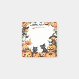 Jack o Lantern, zwarte katten en vogelverschrikker Post-it® Notes