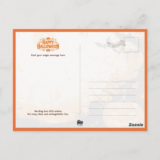 Jack O' Lanterns and Ghosts in Halloween Forest Briefkaart (Achterkant)