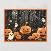 Jack O' Lanterns and Ghosts in Halloween Forest Briefkaart (Voorkant)