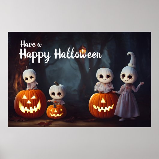 Jack-O-Lanterns en pompoenkoppen Halloween Poster (Voorkant)