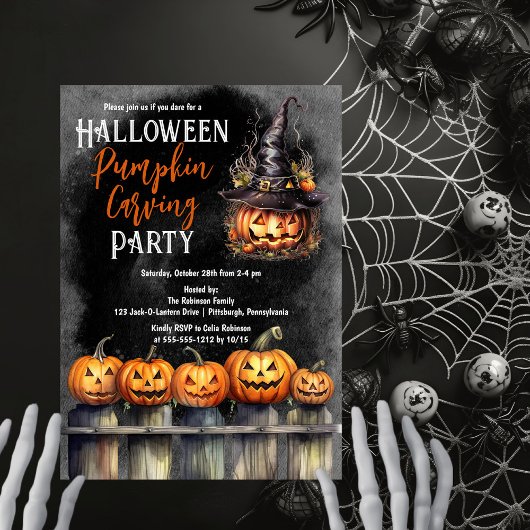 Jack-O-Lanterns Halloween pompoen Carving Party Kaart