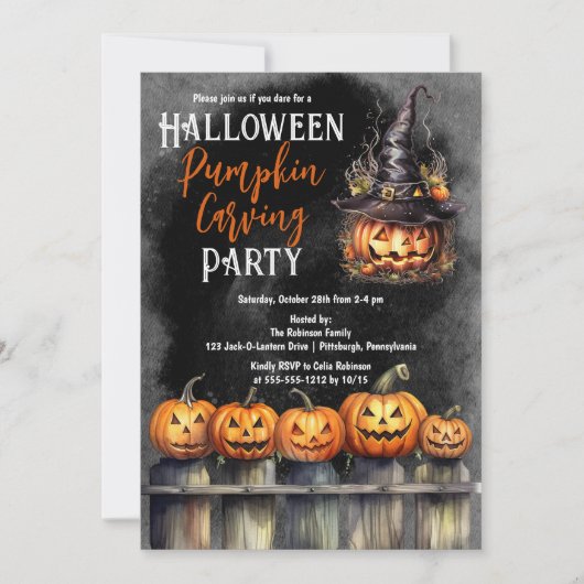 Jack-O-Lanterns Halloween pompoen Carving Party Kaart (Voorkant)
