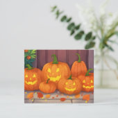 Jack-O-Lanterns | Halloween Waterverf Pompoenen Feestdagenkaart (Staand voorkant)