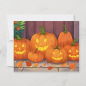 Jack-O-Lanterns | Halloween Waterverf Pompoenen Feestdagenkaart (Voorkant)