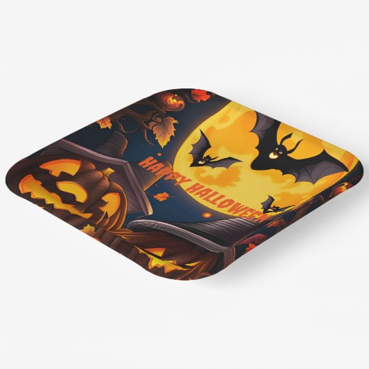 Jack-O-Lanterns Maan Papieren Bordje (Gebogen)