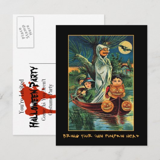 Jack O Lanterns op Water  Halloween Bloody Uitnodiging Briefkaart (Voorkant / Achterkant)