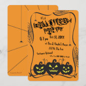 Jack O' Lanterns & Spinnen Halloweenfeest Kaart (Voorkant / Achterkant)