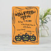 Jack O' Lanterns & Spinnen Halloweenfeest Kaart (Staand voorkant)