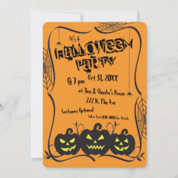Jack O' Lanterns & Spinnen Halloweenfeest Kaart
