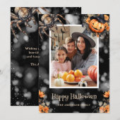 Jack-O'-Lanterns Spinnen Webs Foto Halloween Kaart (Voorkant / Achterkant)