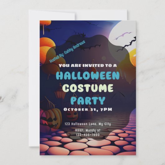 Jack-O' Lanterns Volle Maan griezelig Halloween Kaart (Voorkant)