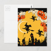 Jack o' Lanwinding en vliegende heks Briefkaart (Voorkant / Achterkant)