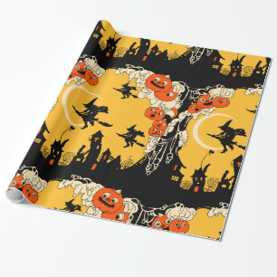 Jack o' Lanwinding en vliegende heks Cadeaupapier