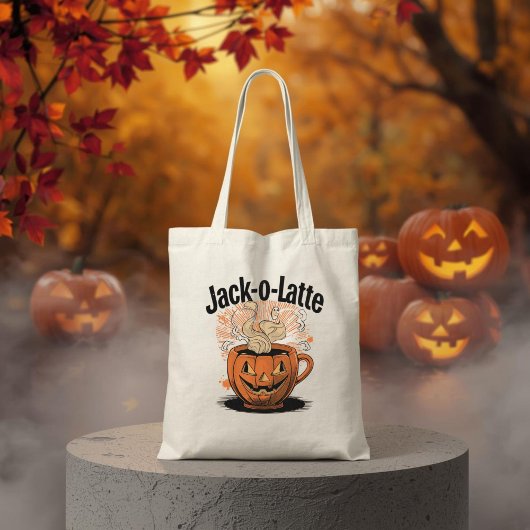 Jack-o-Latte Grappige Halloween Koffie Pun Tote Bag