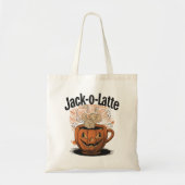 Jack-o-Latte Grappige Halloween Koffie Pun Tote Bag (Voorkant)