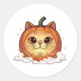 Jack-O’-Perzisch – Perzische kat gezicht Halloween Ronde Sticker