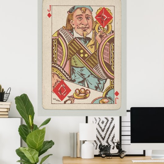  Jack of Diamonds Plays Card (1889) Poster (Thuiskantoor)