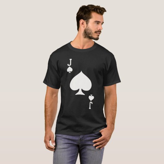 Jack of Spades Kaart Halloween kostuum wit T-shirt (Voorkant volledig)