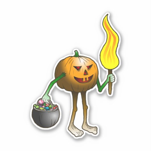 Jack O'lantern bij zijn eerste Trick or Treat Sticker (Voorkant)
