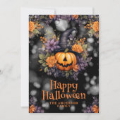 Jack O'Lantern Bloemen Foto Halloween Kaart (Voorkant)